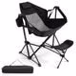 COSTWAY Chaise de Camping Pliable Inclinable Dossier et Repose-Pieds Réglables Appui-Tête Porte-Gobelet Sac de Transport Noir