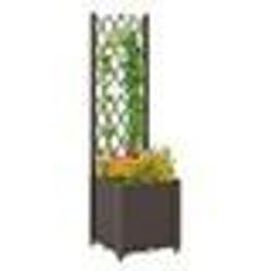 Jardinère Surélevée sur Pieds COSTWAY 40 x 40 x 140 cm Treillis pour Plantes Grimpantes Trous de Drainage Auto-arrosage Café