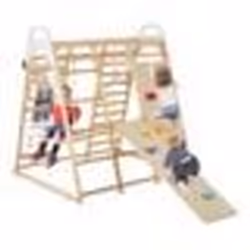 COSTWAY 8 en 1 Station de Jeu en Bois Enfants avec Toboggan Réversible Jeu dEscalade Montessori Charge 240KG 127x118x 138 cm