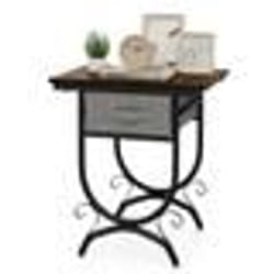 Table de Chevet 48 x 35 x 53 cm à 2 Niveaux - COSTWAY - Tiroir en Tissu - Plateau en Bois - Cadre en Métal Industrielle