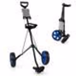 Chariot de Golf Pliable COSTWAY-2 Roues en EVA-Emplacements pour 4 Tees 4 Balls-Tableau de Score-Cadre Fer-Sangle Réglable-Bl ...
