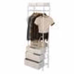 Porte Manteaux COSTWAY-3 Tiroirs Amovibles et Pliables-Tringle à 3 Positions-Cadre en Métal-Anti-basculement-55 x 28 x 176 cm ...