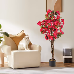 Arbre Artificiel Bougainvillier de 120 cm - COSTWAY - Plante Fleurie Faussée en Pot de Pépinière Fleurs Rose en Pleine Florai ...
