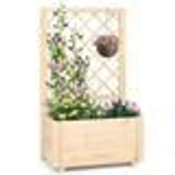 COSTWAY Jardinière Surélevée en Sapin avec Treillis pour Plantes Grimpantes Fleurs Légumes Fruits Drainage 58 x 35 x 101 cm