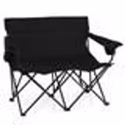 COSTWAY Chaise Pliable de Jardin 2 Places Porte-Gobelets Sac de Transport pour Camping Plage Pêche Voyage Charge 300 kg Noir