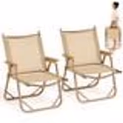 COSTWAY Lot de 2 Chaises de Jardin Pliantes avec Accoudoirs Cadre en Aluminium Charge 180 kg Légère Portable pour Camping Pla ...