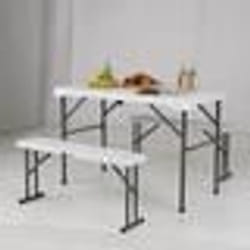 COSTWAY Ensemble de Table et Banc de Jardin Pliantes pour 4 Personnes Plateau en PEHD résistant Aux Intempéries Cadre en Métal