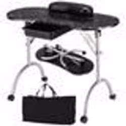 Table de Manucure Pliante à Roulettes - COSTWAY - Tiroir - Coussin pour Poignet - 90 x 37 x 68 cm Noir