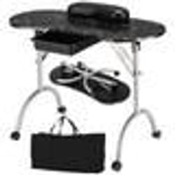 Table de Manucure Pliante à Roulettes - COSTWAY - Tiroir - Coussin pour Poignet - 90 x 37 x 68 cm Noir