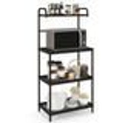 COSTWAY Buffet de Cuisine à 4 Niveaux 59 x 34 x 136 CM Étagère de Micro-Ondes et Four avec Coussinets de Pied Réglables Noir