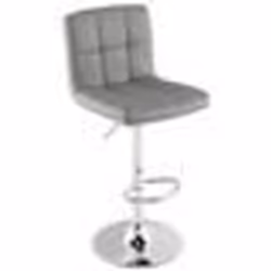 COSTWAY Tabouret de Bar en Cuir Fausse Hauteur du Siège Réglable 65-85 cm Dossier Surélevé Base en Métal Antidérapant Gris
