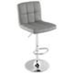 COSTWAY Tabouret de Bar en Cuir Fausse Hauteur du Siège Réglable 65-85 cm Dossier Surélevé Base en Métal Antidérapant Gris