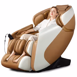 COSTWAY Fauteuil de Massage Relax Système Chauffage&Air Intégré&Commande Vocale&Bluetooth155-175x76x84-113CM 150kg Brun Clair