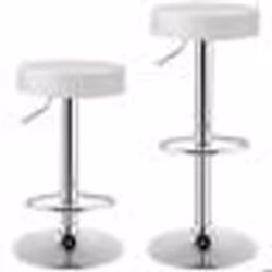 COSTWAY Lot de 2 Tabourets de Bar Pivotant Hauteur d’Assie Rembourré Réglable 635-84 CM - Base Antidérapante Blanc