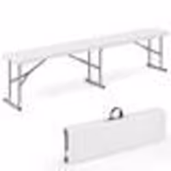 COSTWAY Banc Pliable de Jardin en Plastique de 182 cm Poignée de Transport Intérieur Extérieur pour Barbecue Camping Pique-Ni ...