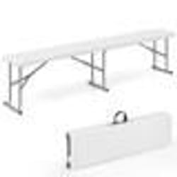 COSTWAY Banc Pliable de Jardin en Plastique de 182 cm Poignée de Transport Intérieur Extérieur pour Barbecue Camping Pique-Nique