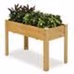 COSTWAY Jardinière Surélevé sur Pieds en Bois de Sapin Trous de Drainage et Espaces pour Fruits Légumes Herbes Fleurs Naturel