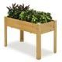 COSTWAY Jardinière Surélevé sur Pieds en Bois de Sapin Trous de Drainage et Espaces pour Fruits Légumes Herbes Fleurs Naturel