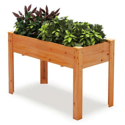 COSTWAY Jardinière Surélevé sur Pieds en Bois de Sapin Trous de Drainage et Espaces pour Fruits Légumes Herbes Fleurs Marron