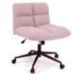 COSTWAY Chaise de Bureau Rembourré à Roulettes Sans Accoudoirs Hauteur d’Assise Réglable 49-57 cm Rose