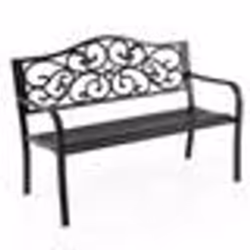 COSTWAY Banc de Jardin en Métal 128 CM Dossier à Design Floral Accoudoirs et Siège à Lattes Chaise 2 Places pour Porche Pelou ...