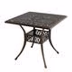 COSTWAY Table Carrée de Jardin en Aluminium Coulé Trou pour Parasol de 48 cm pour 4 Personnes pour Porche Piscine 80×80×75cm
