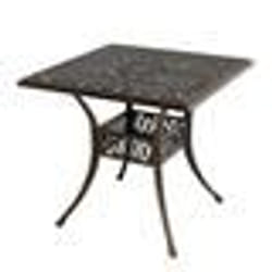 COSTWAY Table Carrée de Jardin en Aluminium Coulé Trou pour Parasol de 48 cm pour 4 Personnes pour Porche Piscine 80×80×75cm