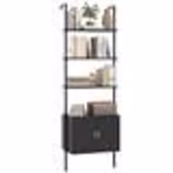 COSTWAY Bibliothèque Murale Échelle 184 CM à 5 Niveaux avec Cabinet Kits Anti-Renversement Cadre en Métal pour Salon Chambre