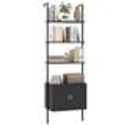 COSTWAY Bibliothèque Murale Échelle 184 CM à 5 Niveaux avec Cabinet Kits Anti-Renversement Cadre en Métal pour Salon Chambre