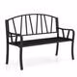 COSTWAY Banc de Jardin en Métal de 129 cm Banc à Lattes 2-3 Personnes Accoudoirs Incurvés Siège dExtérieur pour Terrasse Porc ...