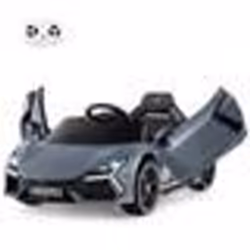 Lamborghini Voiture Électrique 12V/45 Ah pour Enfants 3-8 AnsTélécommande 2.4G 2 Moteur MP3 USB TF Radio Récit Gris