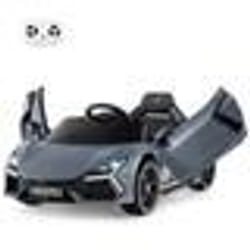 Lamborghini Voiture Électrique 12V/45 Ah pour Enfants 3-8 AnsTélécommande 2.4G 2 Moteur MP3 USB TF Radio Récit Gris