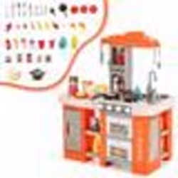 COSTWAY Cuisine Enfants 67 Accessoires de Dinettes - Effect Son Lumières Vapeur et Ebullition pour 3 ans+ Orange