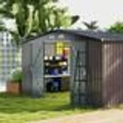 COSTWAY Abri de Jardin Métal 12 m² Toit Double Pente 2 Portes Verrouillables avec Clé 4 Aérations pour Vélo Poubelle Outil