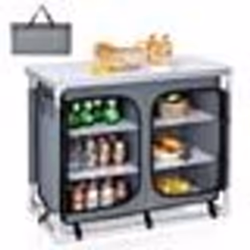 COSTWAY Table de Jardin Pliable avec 3 Étagères Cuisine Armoire Pliante de Camping avec Cadre en Aluminium et Sac de Transpor ...
