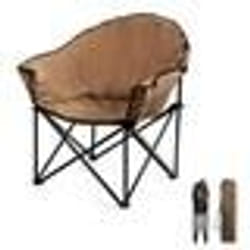 COSTWAY Chaise de Jardin Pliante avec Coussin Rembourré Porte-gobelet Sac de Transport pour Pêche Jardin Plage Marron