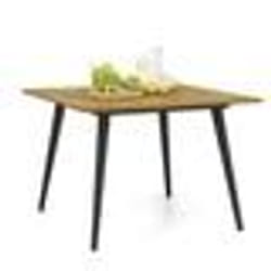 COSTWAY Table de Jardin de 107 cm FSC en Bois dAcacia pour 4 Personnes Trou pour Parasol 5 cm Pieds en Métal Patins Réglables