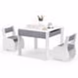 COSTWAY Ensemble Table et 2 Chaises 3 en 1 pour Enfant Tableau 2 Face (Noir & Blanc ) avec Fonction de Stockage en Bois