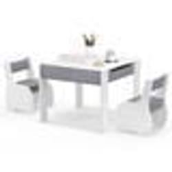 COSTWAY Ensemble Table et 2 Chaises 3 en 1 pour Enfant Tableau 2 Face (Noir & Blanc ) avec Fonction de Stockage en Bois