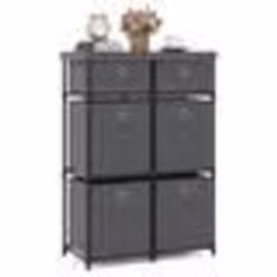 COSTWAY Commode à 6 Tiroirs Tissu avec Structure Métallique et Bacs en Tissu Pliables pour Salon Entrée 58 x 29 x 84 cm