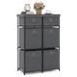 COSTWAY Commode à 6 Tiroirs Tissu avec Structure Métallique et Bacs en Tissu Pliables pour Salon Entrée 58 x 29 x 84 cm