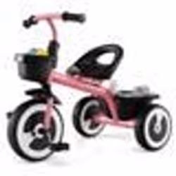 COSTWAY Tricycle pour Enfant avec Pédale Siège Réglable Paniers de Rangement Fer Carbone Robuste 4 Roues EVA 15 à 5 Ans Rose