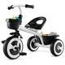 COSTWAY Tricycle pour Enfant avec Pédale Siège Réglable Paniers de Rangement Fer Carbone Robuste 4 Roues EVA 15 à 5 Ans Blanc