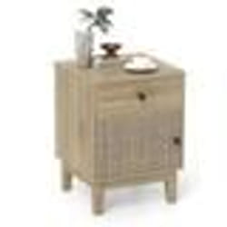 COSTWAY Table de Chevet avec Tiroir et Porte Pieds en Bois Table de Nuit Rétro pour Salon Chambre 40 x 39 x 55 cm Naturel