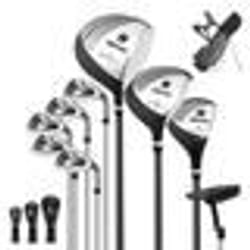COSTWAY Sac de Golf Trépied pour Homme-Ensemble de Clubs de Golf 10 PCS-3 Housses Bretelles Réglables Tête Lestés des Clubs-Gris