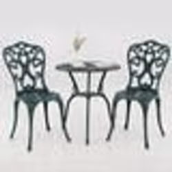 COSTWAY Ensemble 3 pcs Table et Chaises de Jardin en Fonte d’Aluminium Trou de Parasol de 5 cm pour Cour Terrasse Piscine Ver ...
