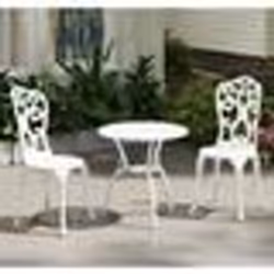 COSTWAY Ensemble 3 pcs Table et Chaises de Jardin en Fonte d’Aluminium Trou de Parasol de 5 cm pour Cour Terrasse Piscine Bla ...