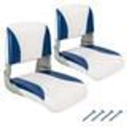 COSTWAY Siège de Bateau Pliante 2 Pièces à Dossier avec 4 Boulons Imperméable pour Bateau de Pêche Kayak 49 x 46 x 48 cm