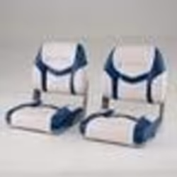 COSTWAY Siège de Bateau Pliante 2 Pièces à Dossier avec 4 Boulons Imperméable pour Bateau de Pêche Kayak 42 x 49 x 51 cm Bleu