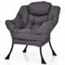 COSTWAY Fauteuil Rembourré Paresseuse Moderne en Tissu Polyester - Cadre Métallique - Accoudoirs et Poche Latérale Gris